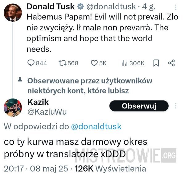 Tusk i nowy papież